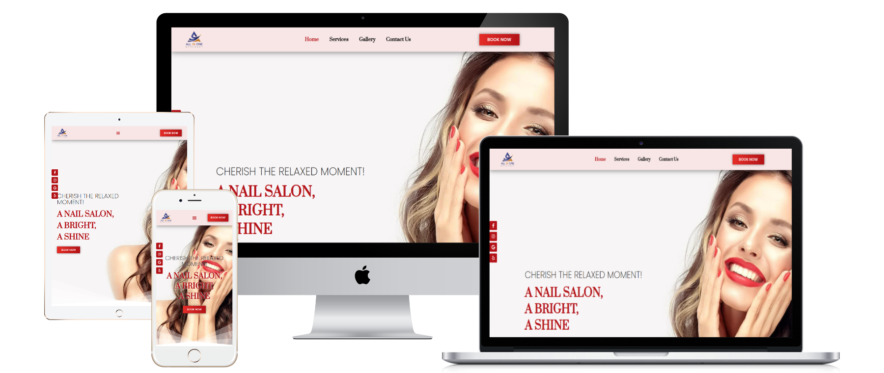 Responsive website mockup for Template A009